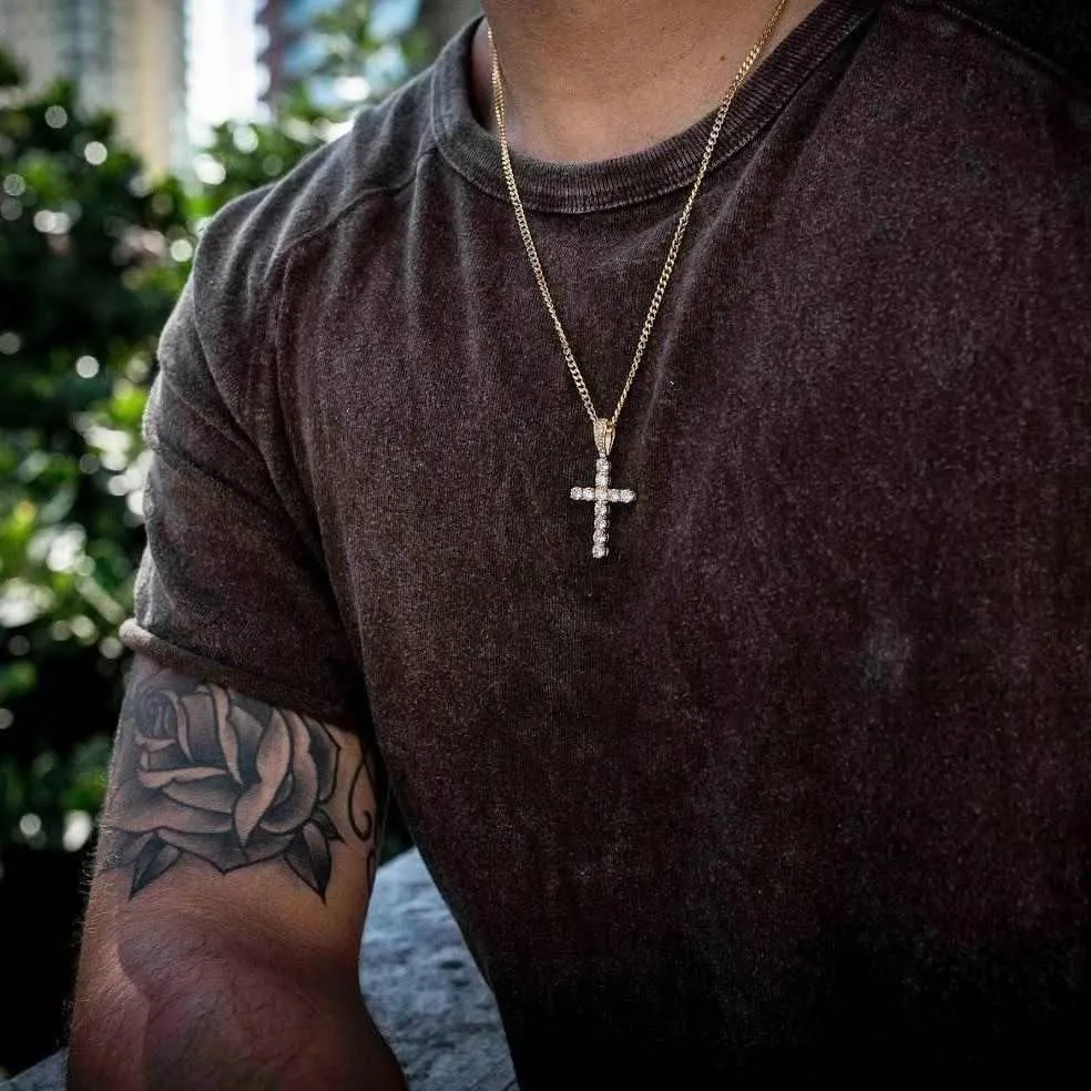18k Vermeil Diamond Cross