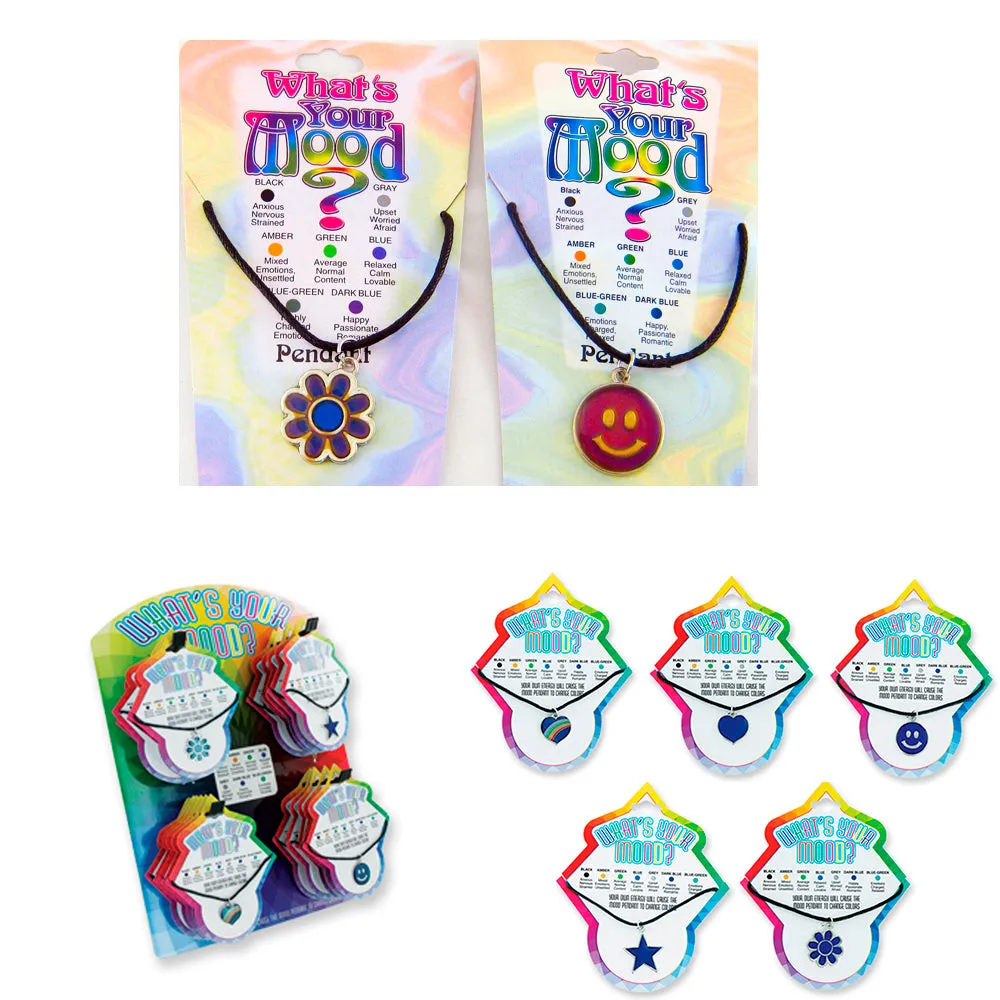 2 Pcs Thermo Mood Changing Color Pendant Choker Smile Face Emoji Necklace Unisex