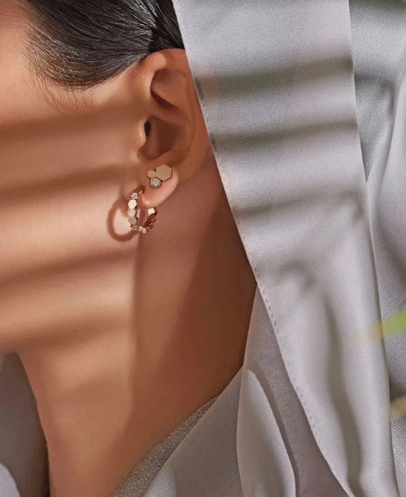Advanced and fashionable pure silver 18K silver circular honeycomb earrings EHA90