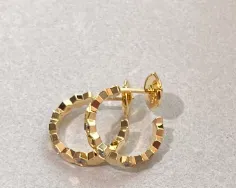 Advanced and fashionable pure silver 18K silver circular honeycomb earrings EHA90