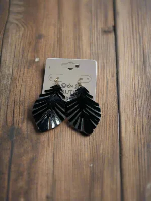Black Leaf Scale Earrings