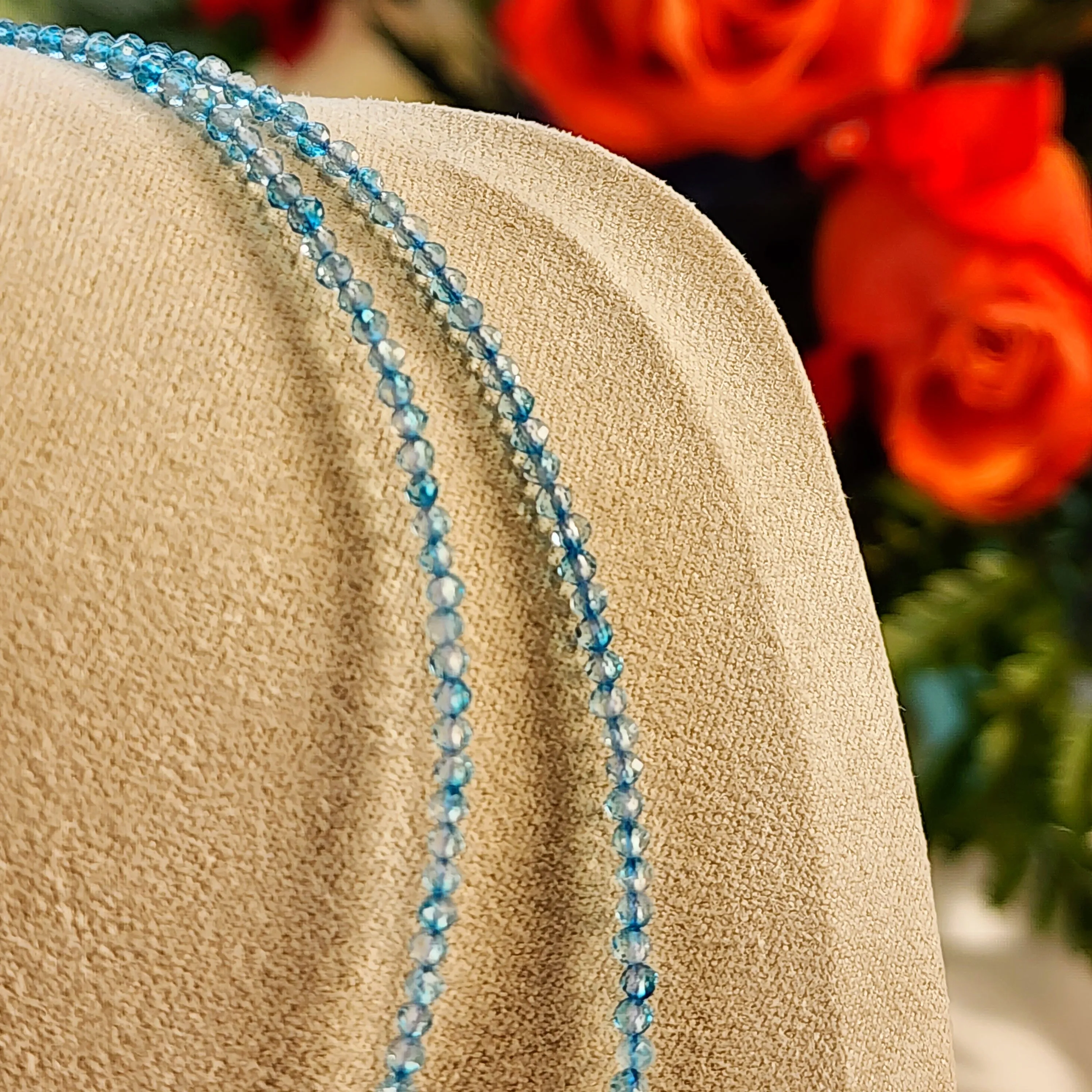 Blue Topaz Micro Faceted Choker/Layering Necklace for Mental Clarity and Wisdom