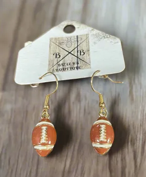 Brown Football Earrings