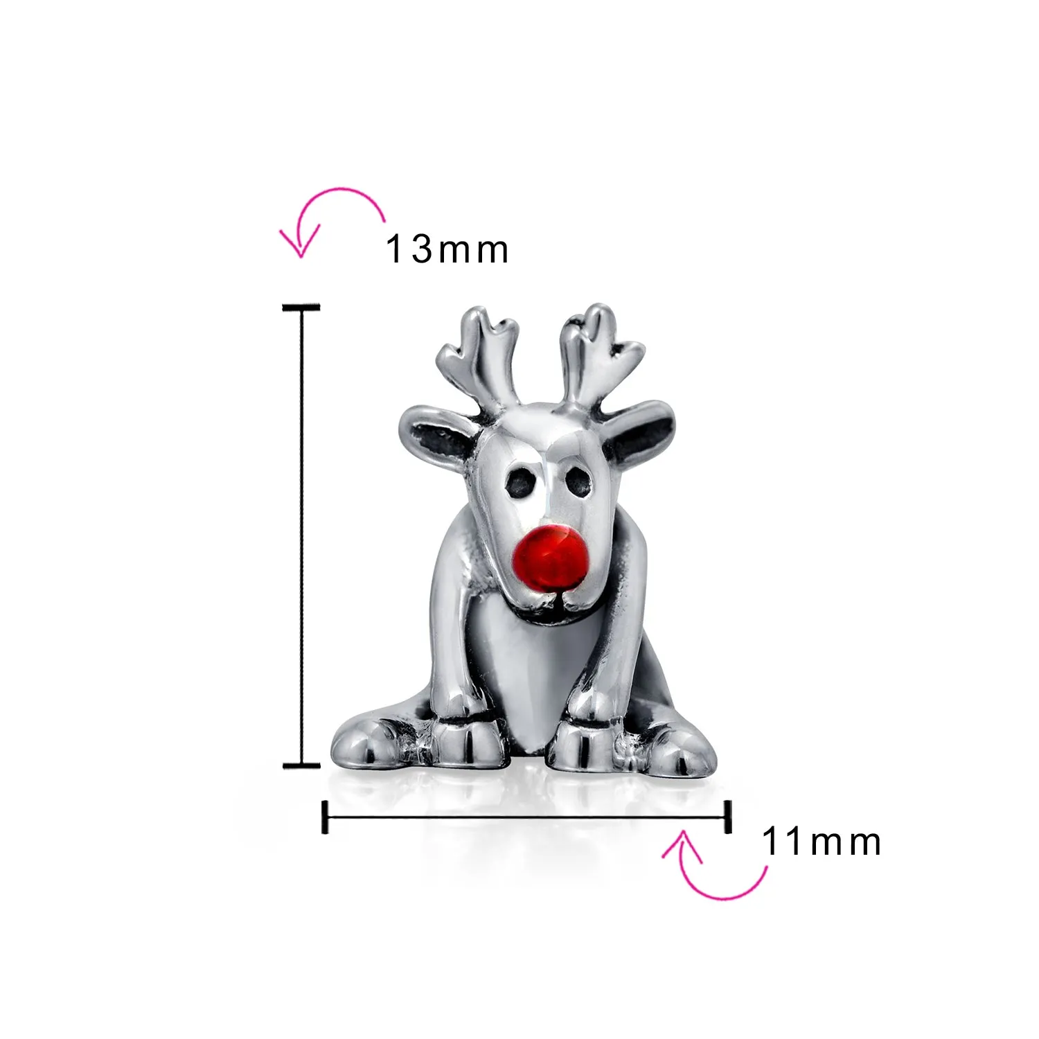 Caribou Elk Christmas Charm Bead Sterling Silver for European Bracelets