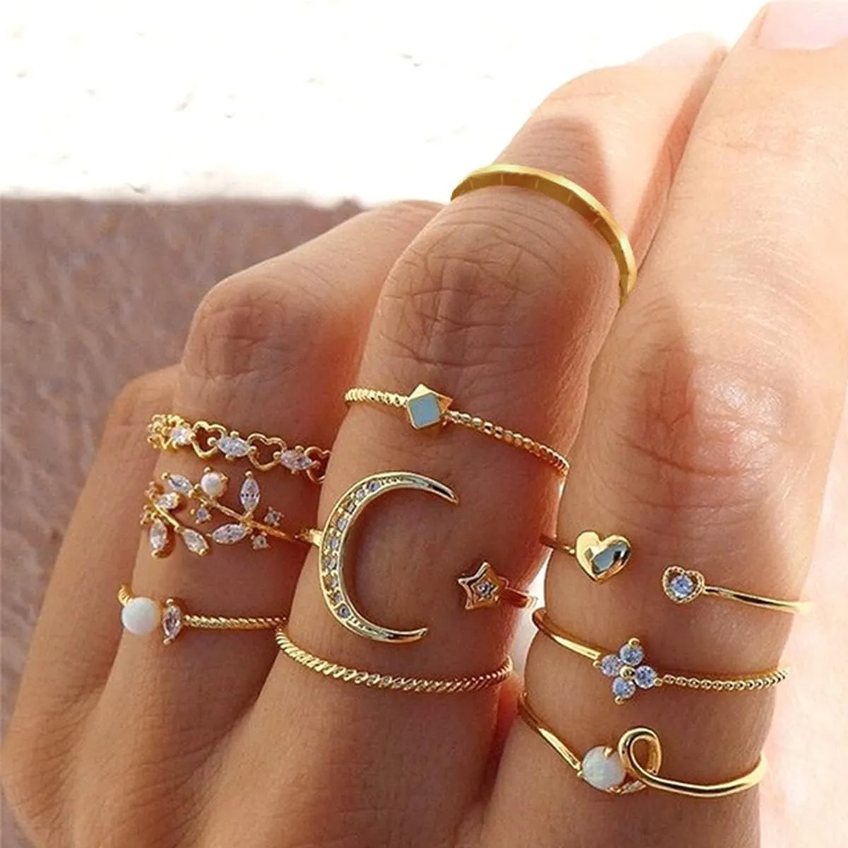 choice of all Stackable Rings Set for Women Gifts Trendy Stuff Gold Stackable Moon Star Knuckle Rings Boho Rings Cute Stuff Jewelry Gifts