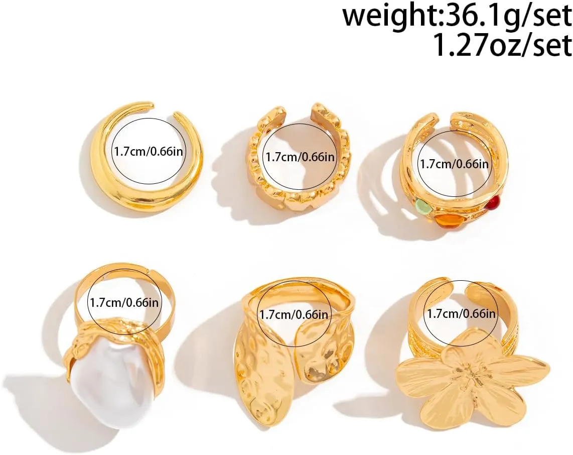 Chunky Knuckle Rings for Women Chunky Gold Ring Set Stacking Crystal Knuckle Rings Statement Ring Jewelry