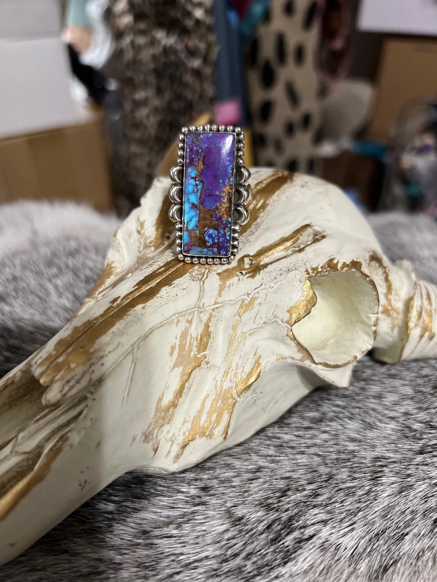 HADA Collection - Sterling Silver Purple Mojave Adjustable Bar Ring