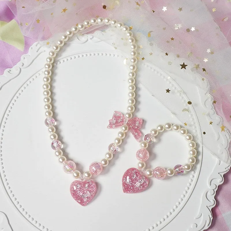 Harajuku Lolita Pearl Necklace   Bracelet PL51417