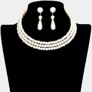 iLLASPARKZ 3-Row Pearl Choker Necklace