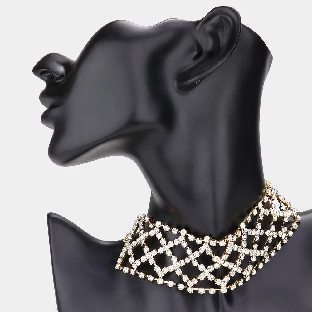iLLASPARKZ Bubble Stone Crisscross Evening Choker Necklace