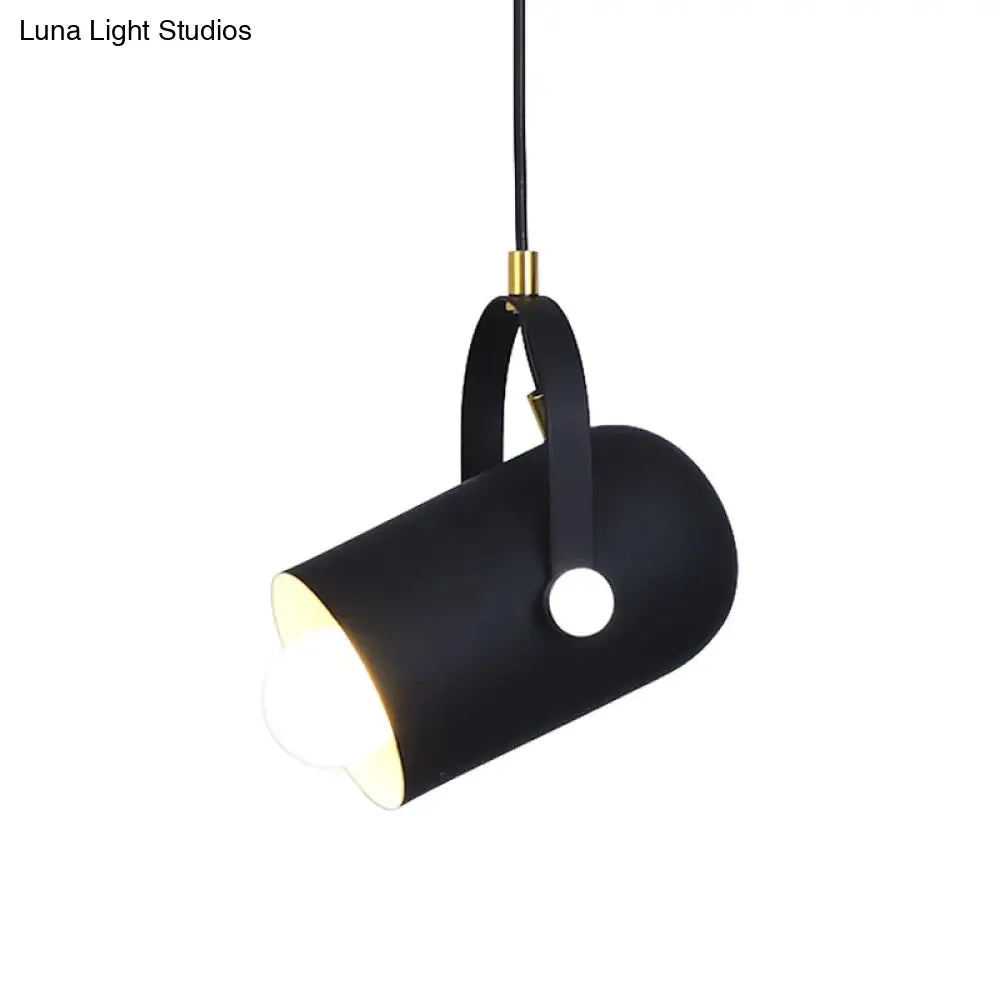 Macaron Blue/Pink/Black Pendant Light for Clothing Stores - Stylish 1-Light Suspension with Handled Cloche Aluminum Shade