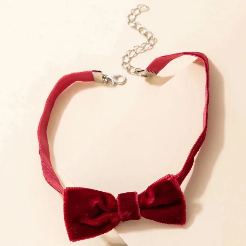 Mini Velvet Bow Tie Choker Necklace