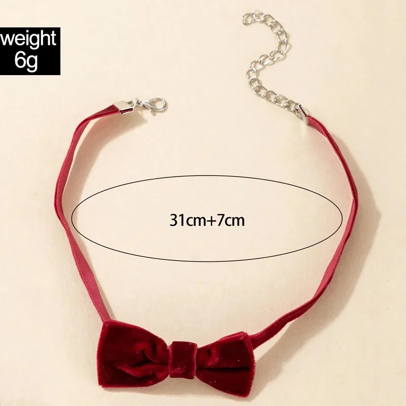 Mini Velvet Bow Tie Choker Necklace