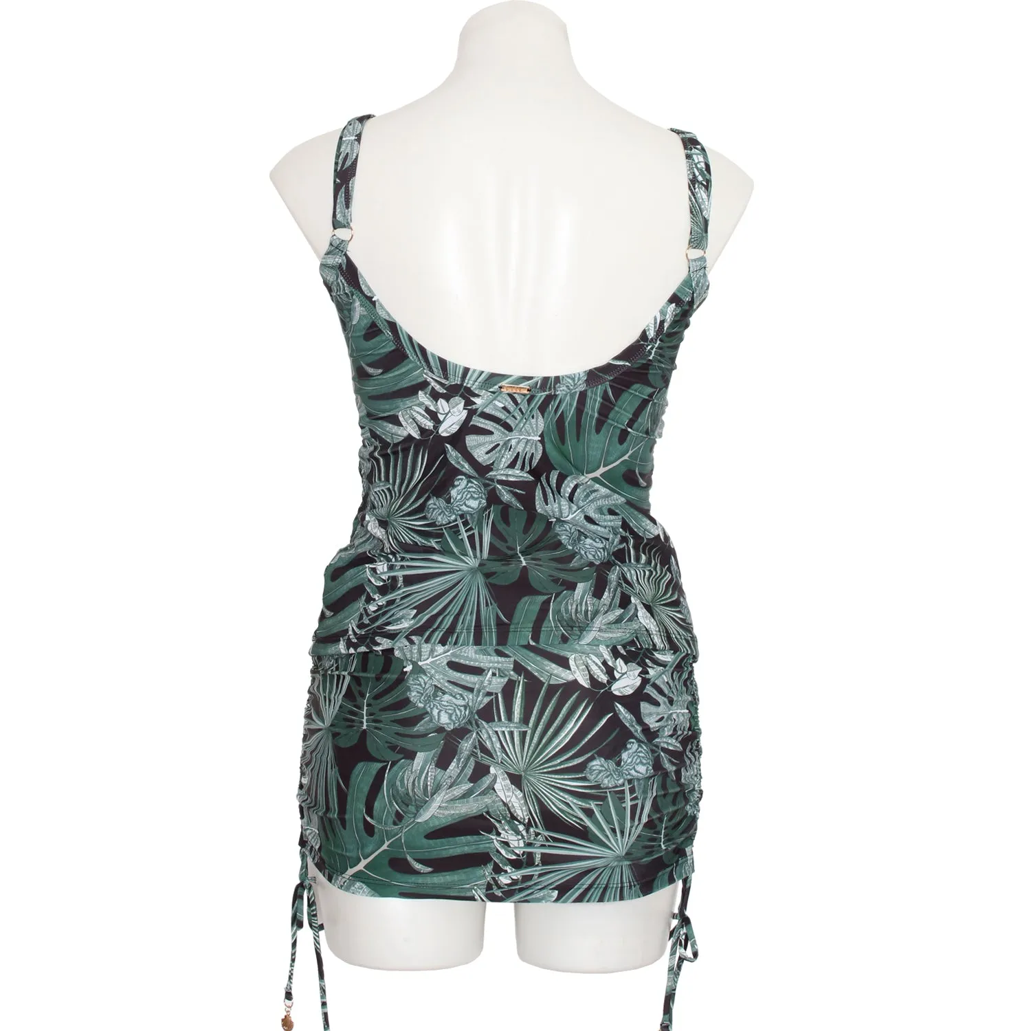 MS-NM178 - Wholesale Women's "Deep Jungle Palms" Print Cross-Front Skirtini