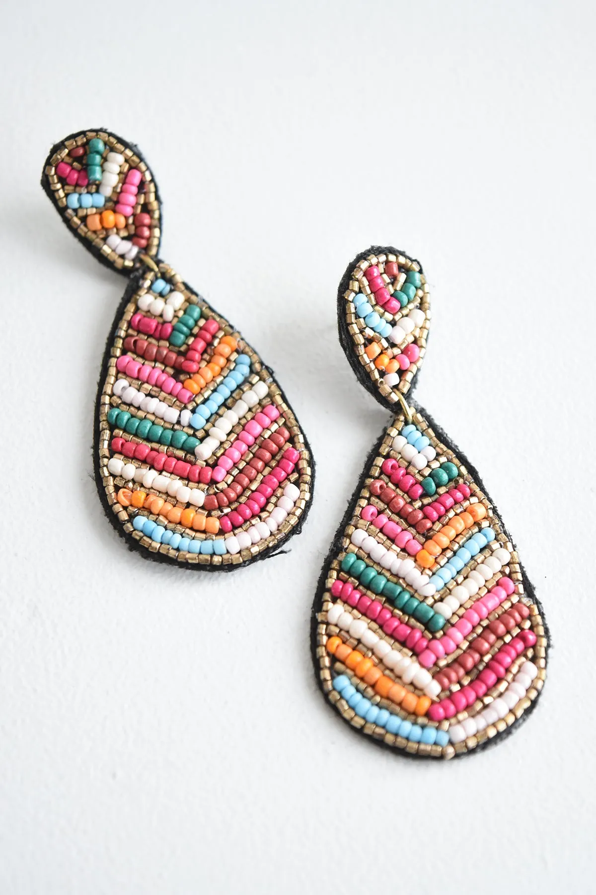 MULTI BEADED TEARDROP EARRINGS