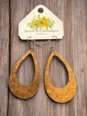 Open Teardrop Cork Earrings