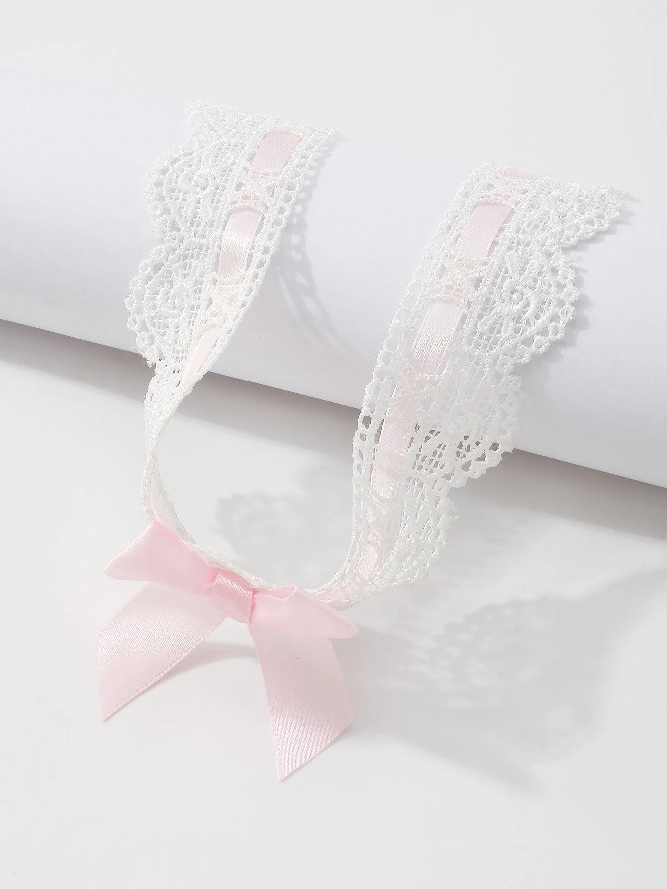 Pink Bow Decor Choker Elegant Jewelry Lace Jewelry Lace Necklace