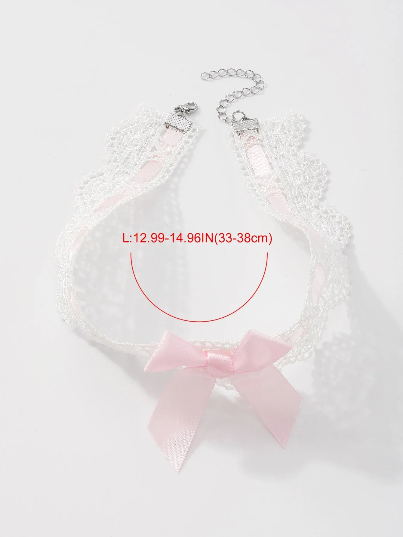 Pink Bow Decor Choker Elegant Jewelry Lace Jewelry Lace Necklace