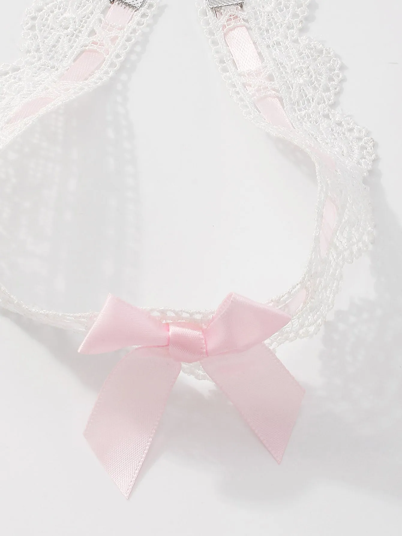 Pink Bow Decor Choker Elegant Jewelry Lace Jewelry Lace Necklace