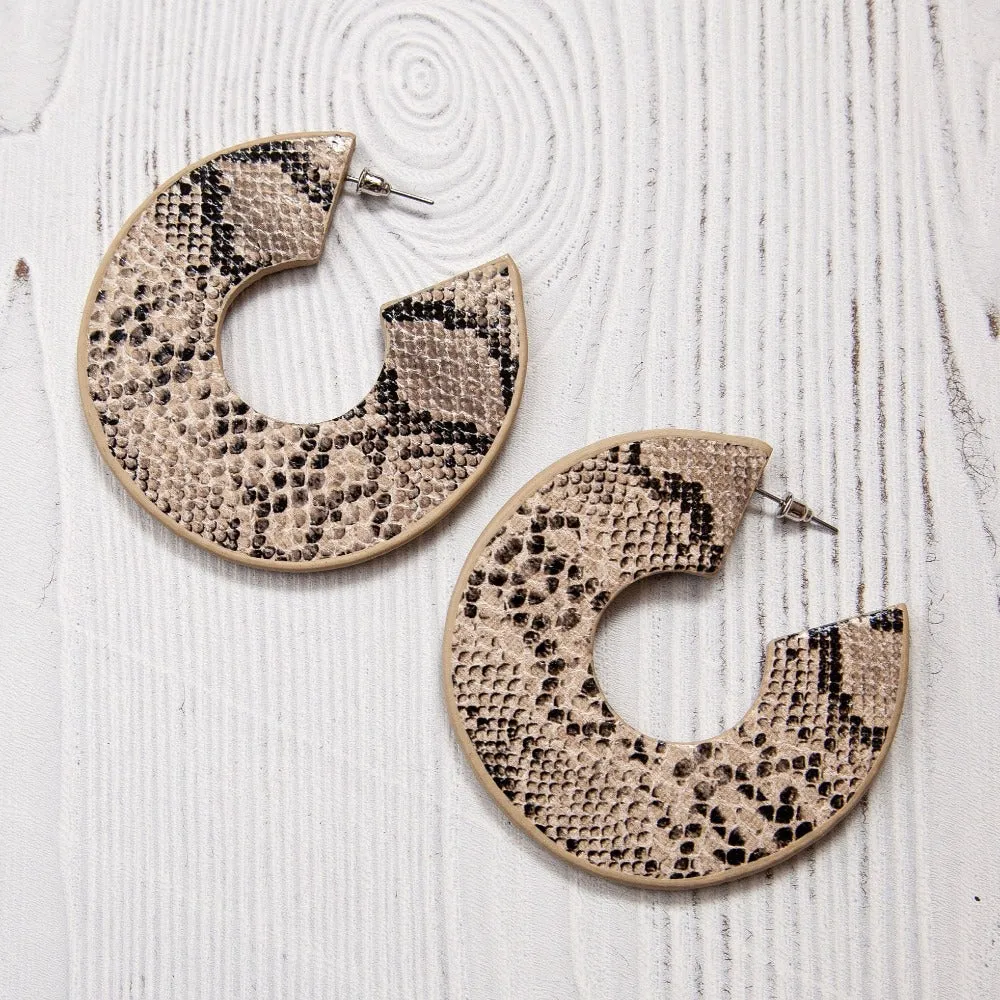 Snake Skin Hoop Earrings