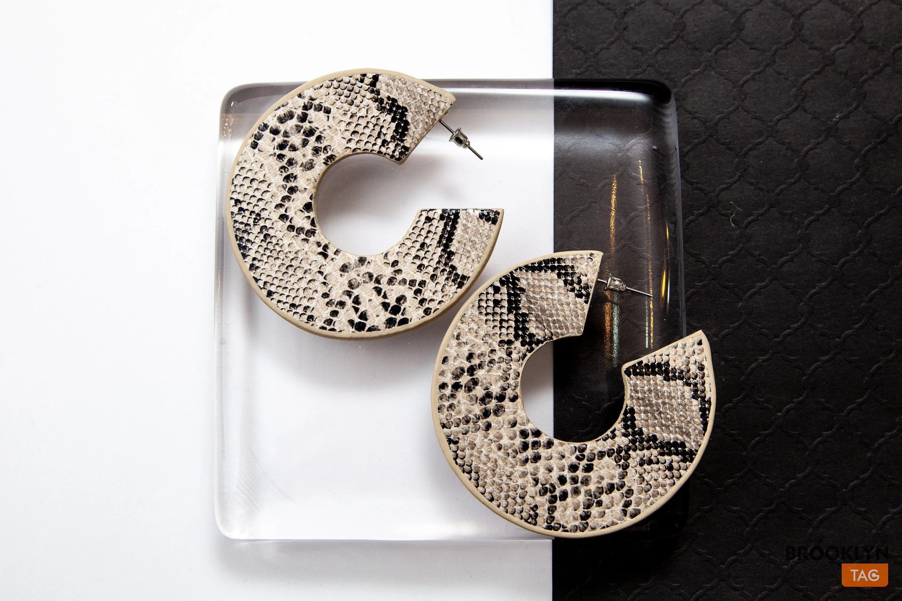Snake Skin Hoop Earrings