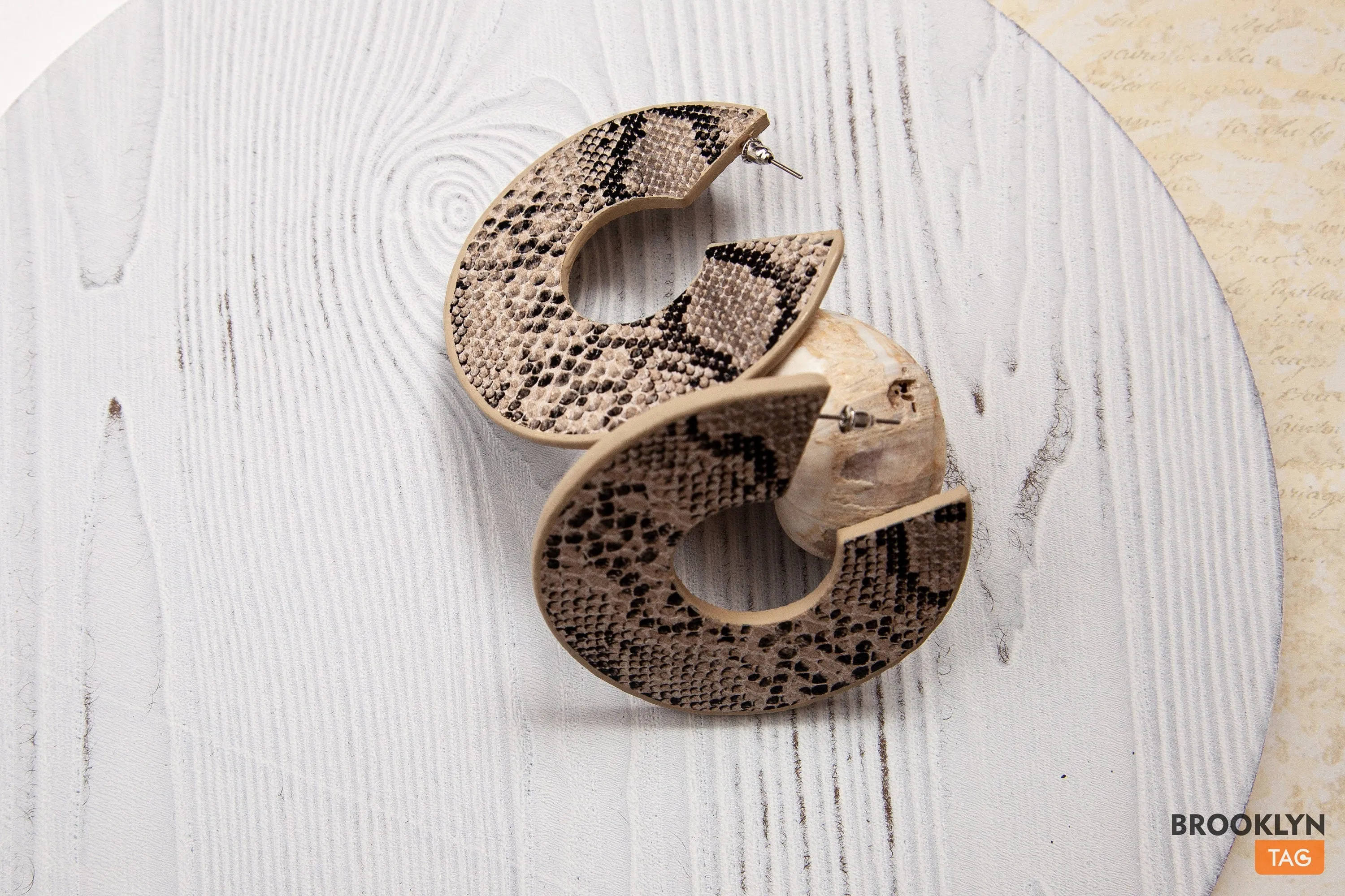 Snake Skin Hoop Earrings