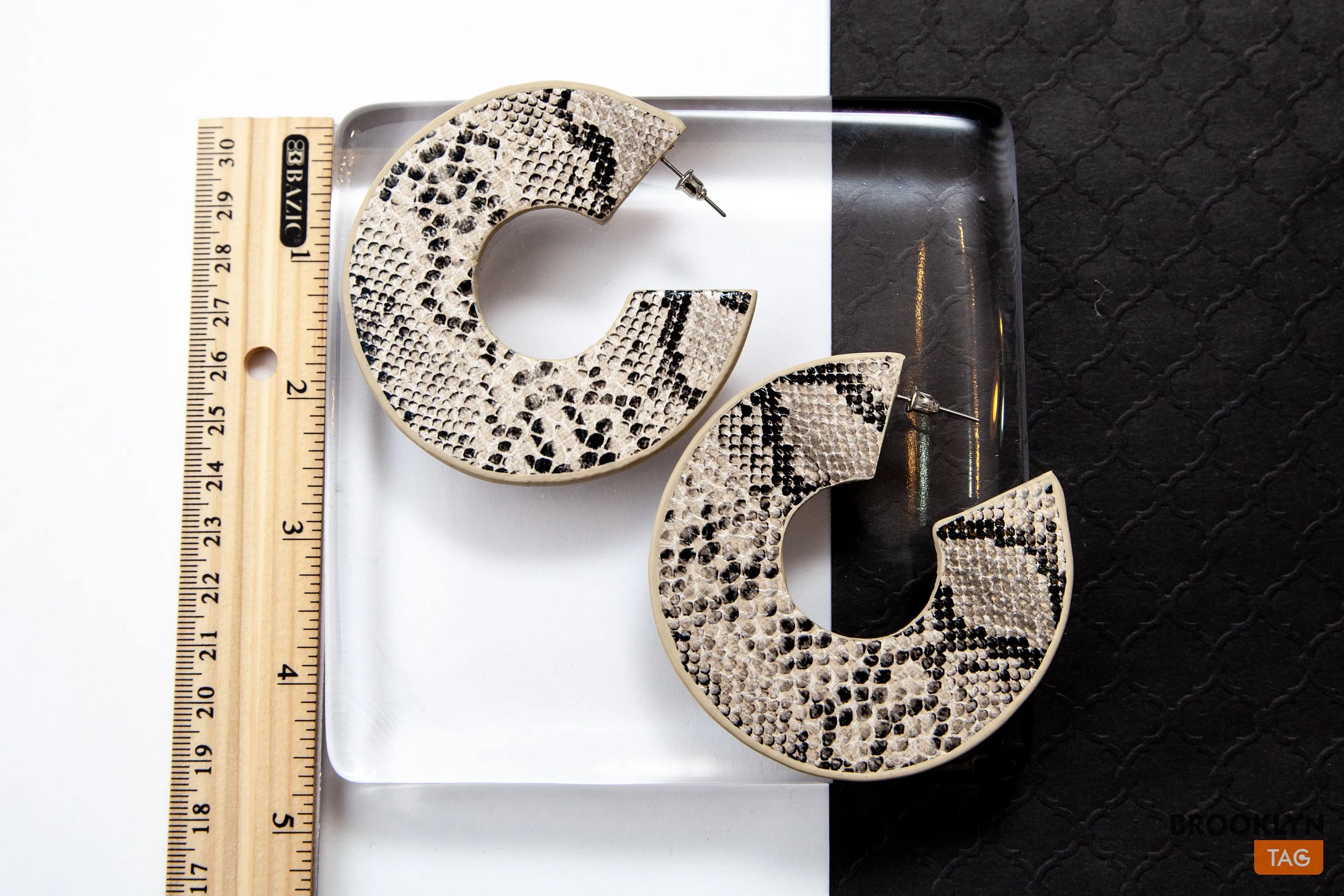 Snake Skin Hoop Earrings