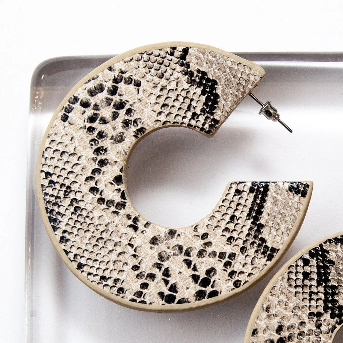 Snake Skin Hoop Earrings
