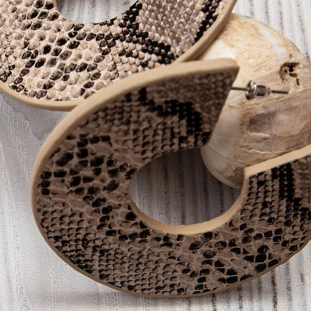 Snake Skin Hoop Earrings
