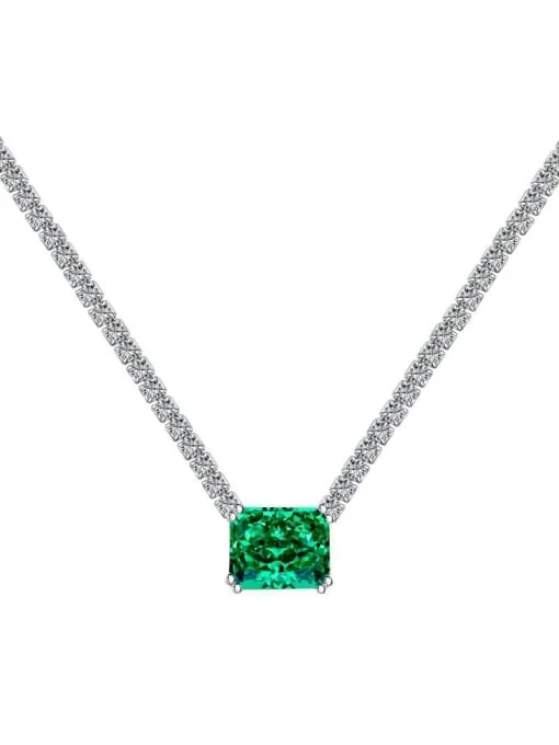 Tennis Necklace, Square Ziron .925 Sterling Silver Hypoallergenic Luxury Necklace