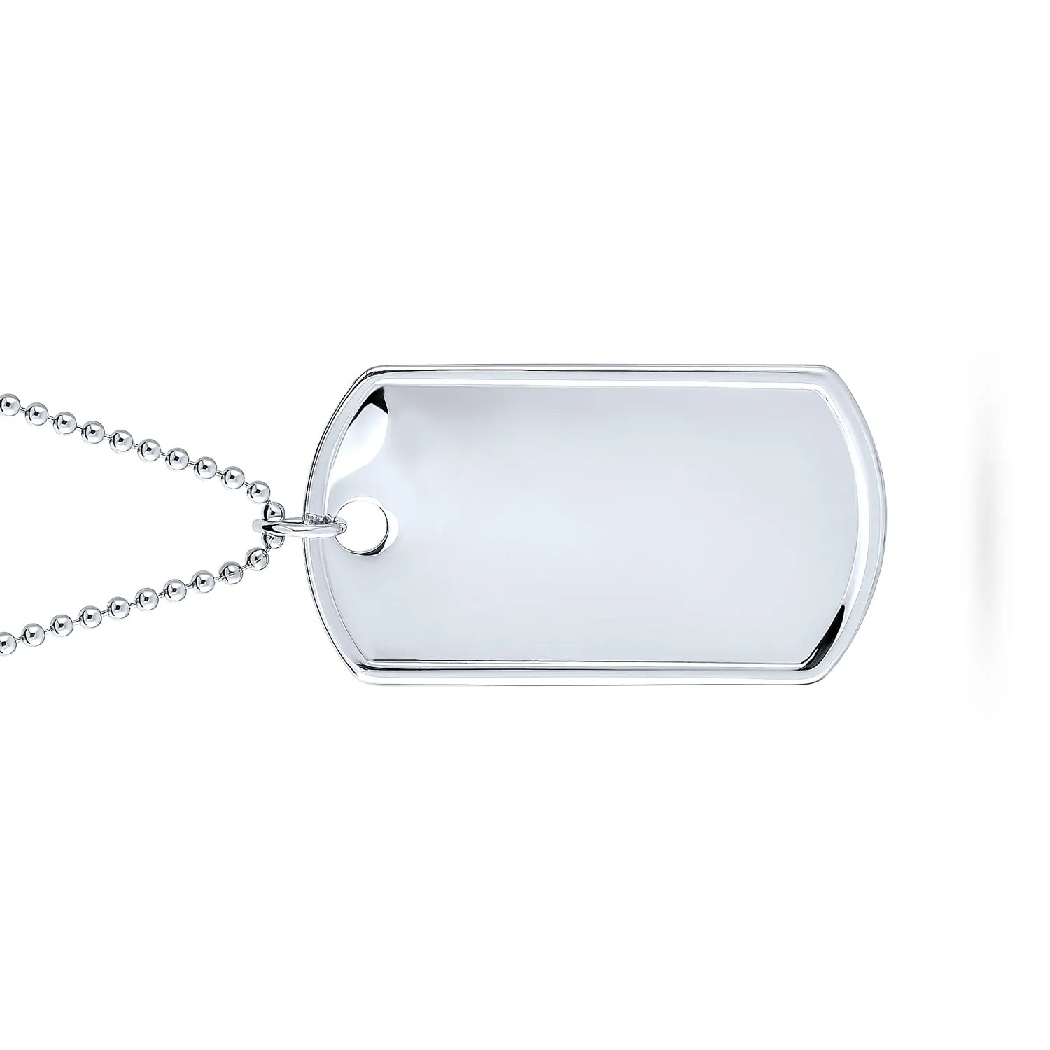 Traditional Men's Army Dog Tag Pendant Necklace Sterling Silver 18-24 Inch Chain