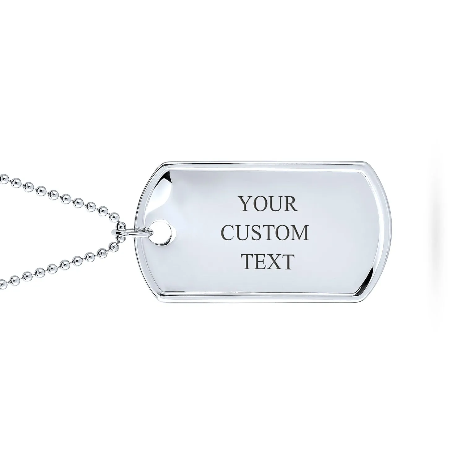 Traditional Men's Army Dog Tag Pendant Necklace Sterling Silver 18-24 Inch Chain