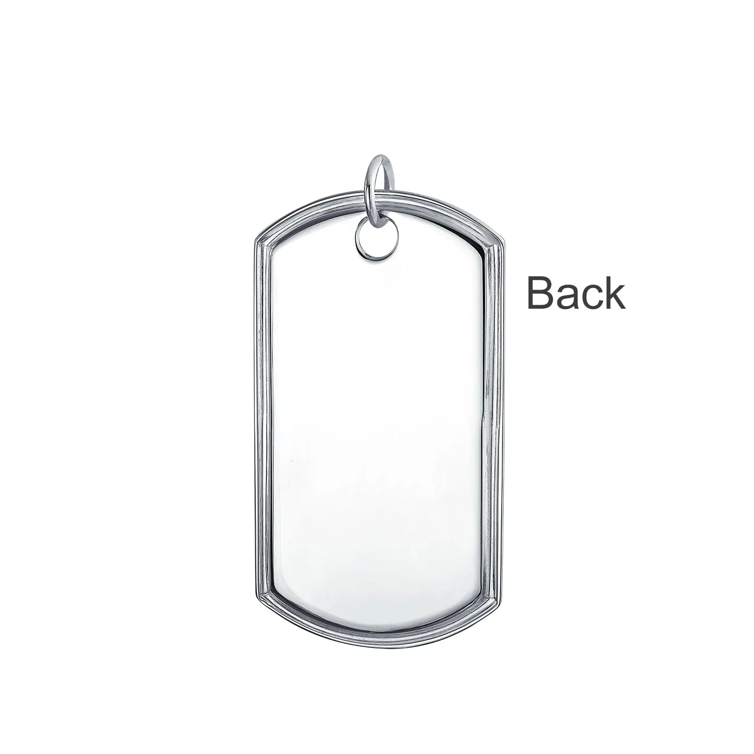 Traditional Men's Army Dog Tag Pendant Necklace Sterling Silver 18-24 Inch Chain